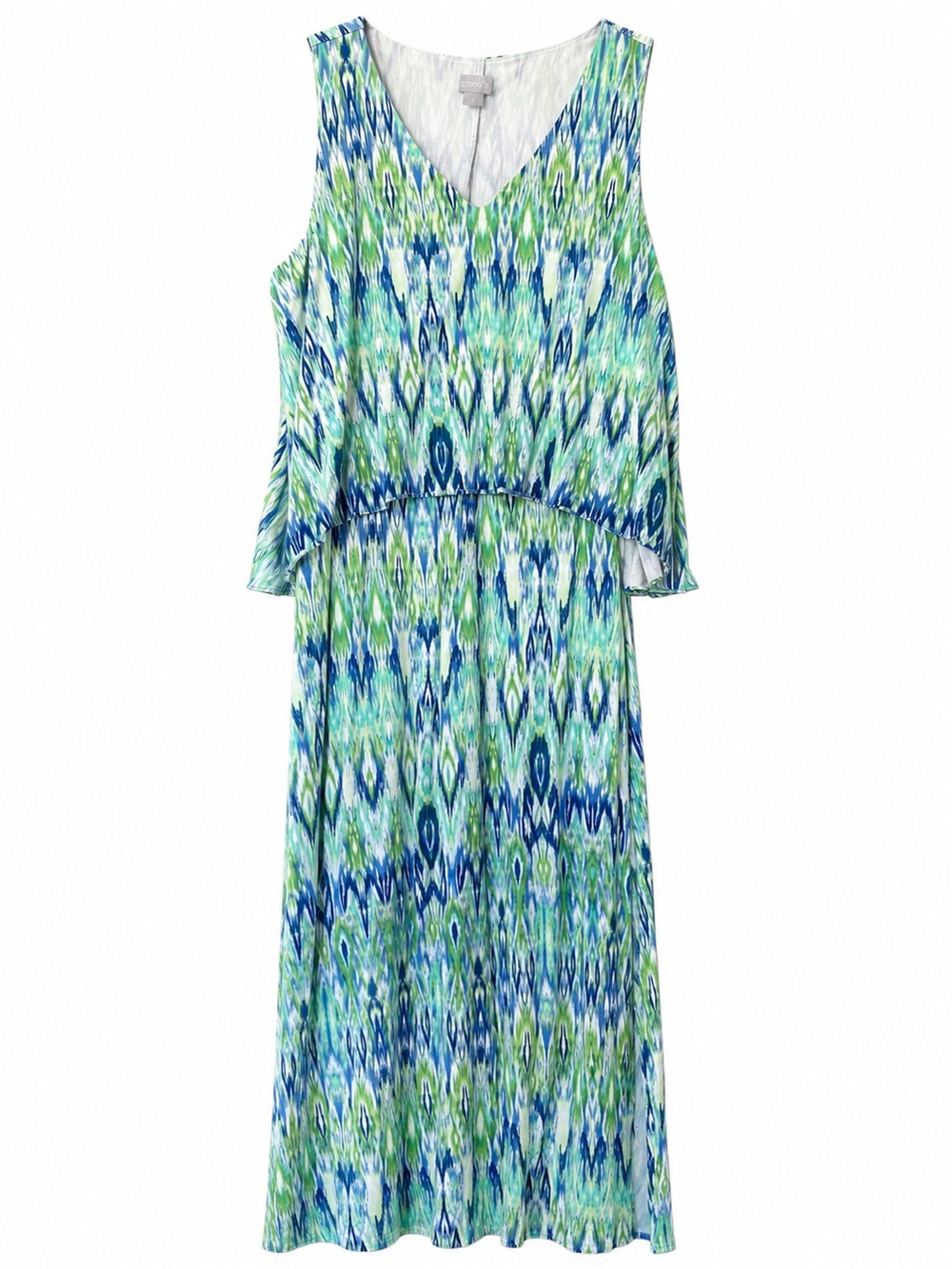 Chico’s Ikat Print Layered Maxi Dress Size 2 Large XL